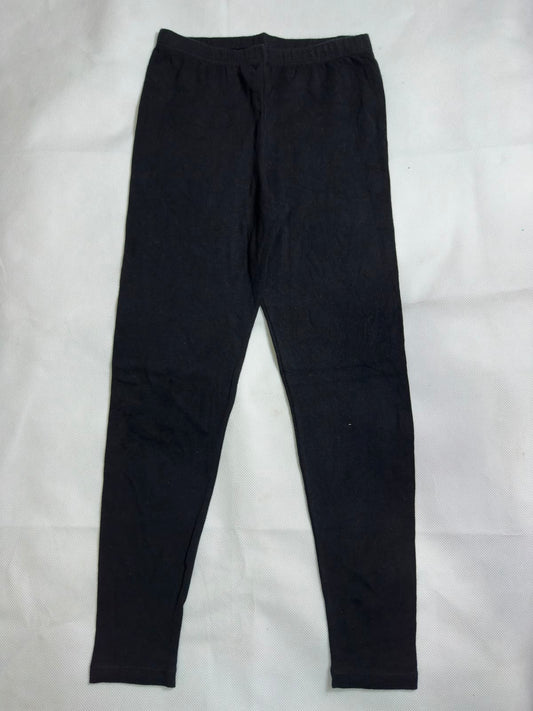 Preloved Girls Solid Jet Black Elastic Waist Stretch Leggings