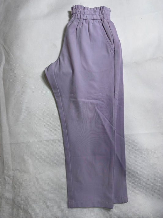 Preloved Girls Lavender Lilac Paperbag Elastic High-Waist Trousers