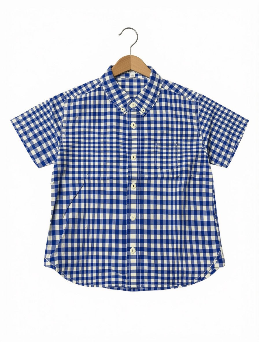 Boys Preloved Blue Gingham Shirt (Size 3-4Y)