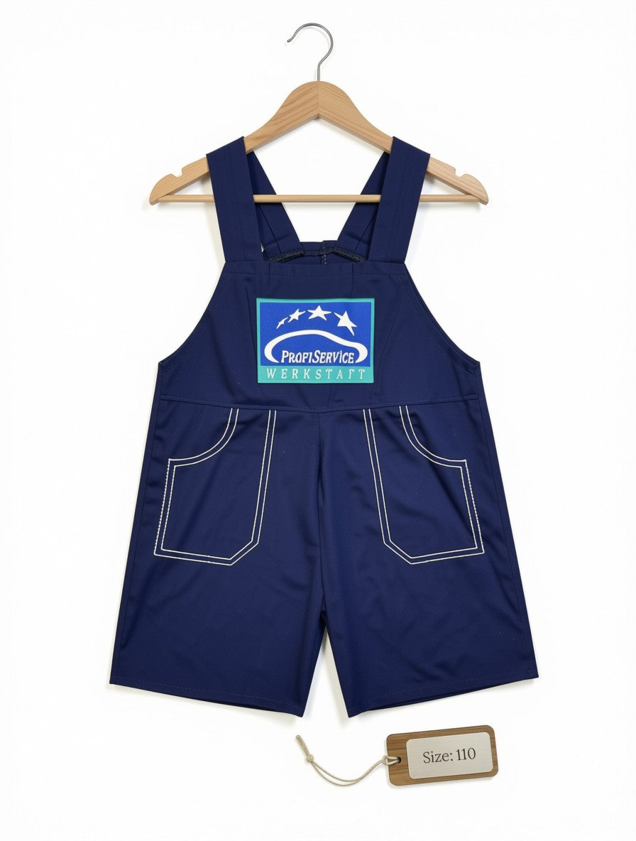 Preloved Kids ProfiService Werkstatt Utility Overalls Shorts – Navy Blue (Size 110)