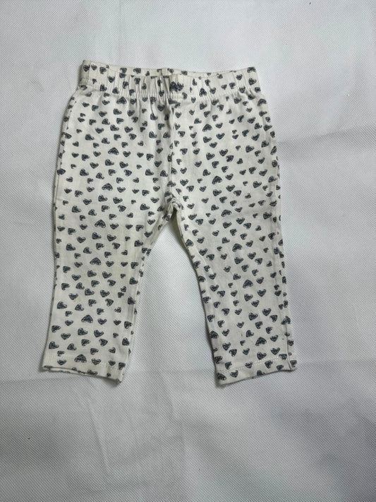 Preloved Baby Girls Off-White Charcoal Mini Heart All-Over Print Stretch Leggings