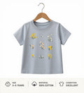 Preloved Kids Wildflower Graphic T-Shirt – Pastel Light Blue 100% Cotton (Ages 3-5)