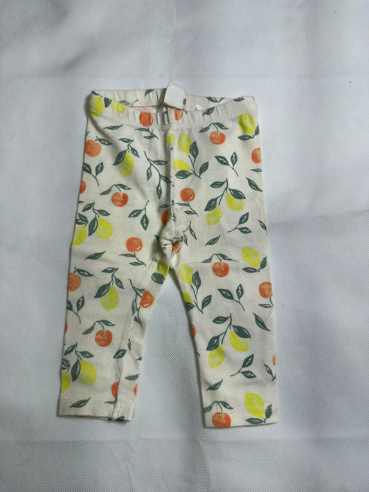 Preloved Baby Girls Off-White Citrus Lemon & Orange All-Over Print Stretch Leggings