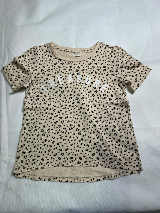 Preloved Hotshots Girls Cream & Black Speckled Dalmatian Spot "TREASURE" T-Shirt