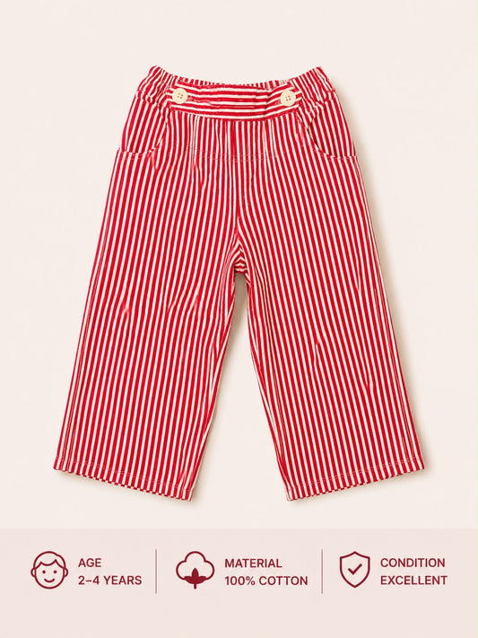 Preloved Kids Red Striped Cotton Trousers