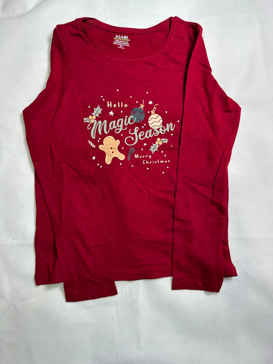 Preloved Kiabi Eco-Conception Girls Crimson Red  Long Sleeve T-Shirt