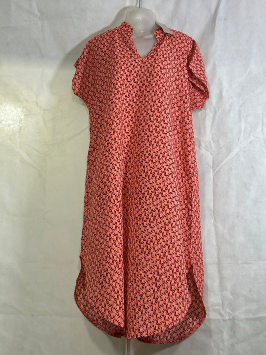 Preloved NWT Emery Rose Peach Geometric Chain Print V-Neck Short Sleeve Kaftan Dress