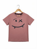 New (Thrift Inventory) Favourites Kids Skateboard Smiley Graphic T-Shirt – Dusty Rose (Size 5)