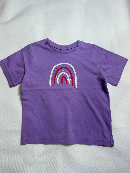Preloved Baby Girls Purple Rainbow Graphic Short Sleeve T-Shirt