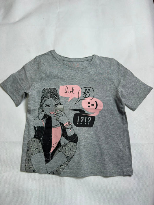 Preloved Girls Heather Grey Girl Boss Selfie & Emoji Graphic T-Shirt