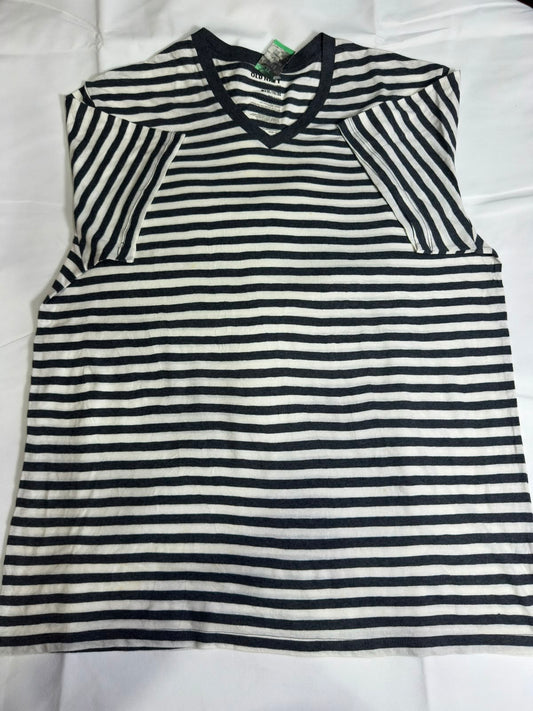 Preloved Old Navy Black & White Striped V-Neck T-Shirt