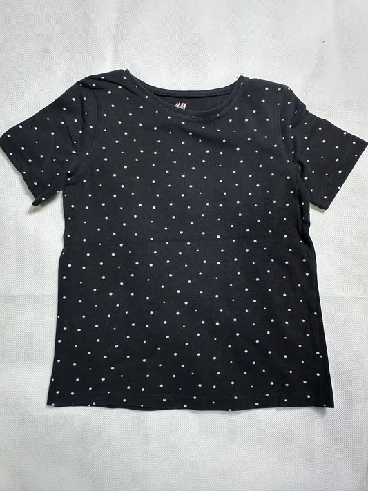 Preloved H&M Girls Black Polka Dot Short Sleeve T-Shirt