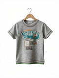 Preloved Blue Country Kids "Refined" Skater Graphic T-Shirt – Grey & Green Layered Look