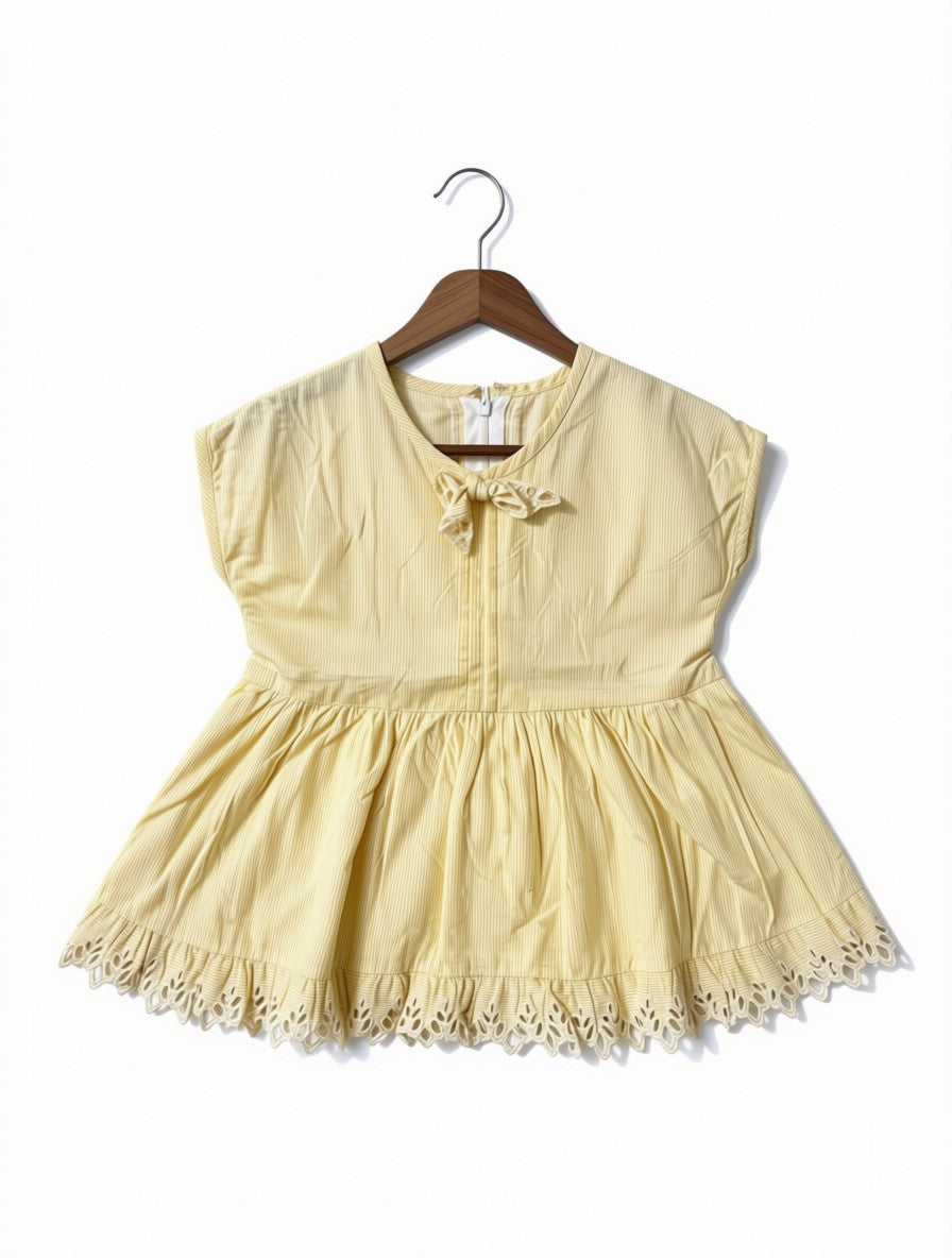 Girls Preloved Yellow Eyelet Babydoll Tunic (Size 2-3Y)