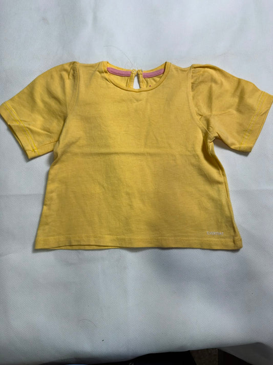 Preloved Baby Girls Bright Yellow Short Sleeve Puff Shoulder Top