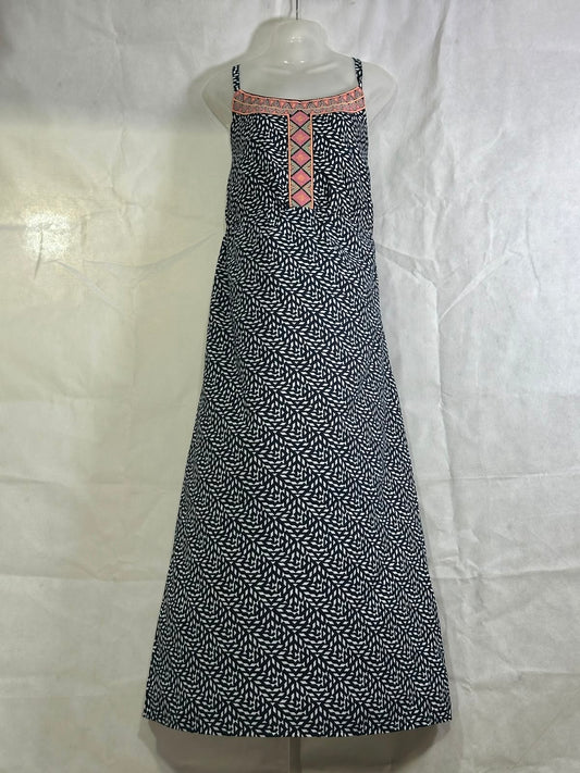 Preloved Atmosphere Navy Blue Geo Print Embroidered Neckline Cami Maxi Dress
