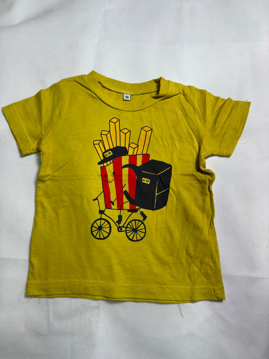 Preloved Mustard Yellow French Fries Bicycle Delivery Graphic T-Shirt