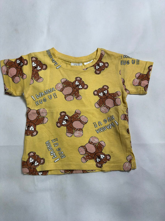 Preloved Zara Baby Yellow Teddy Bear "I WANNA HUG U!!" All-Over Print T-Shirt