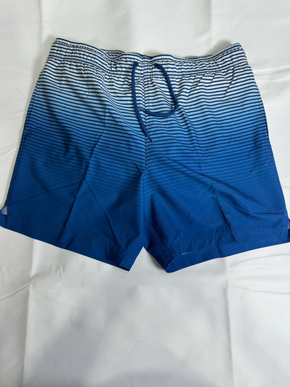 Preloved Electric Blue Ombré Striped Gradient Swim Trunks
