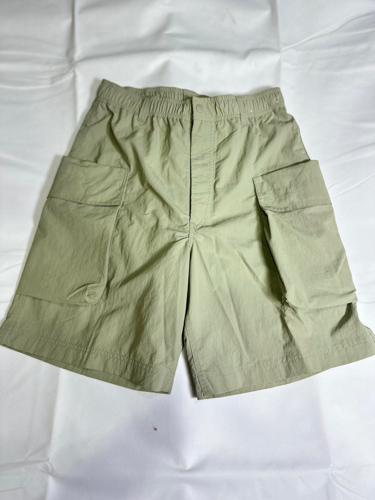 Men's Preloved Light Sage Green Technical Nylon Cargo Shorts