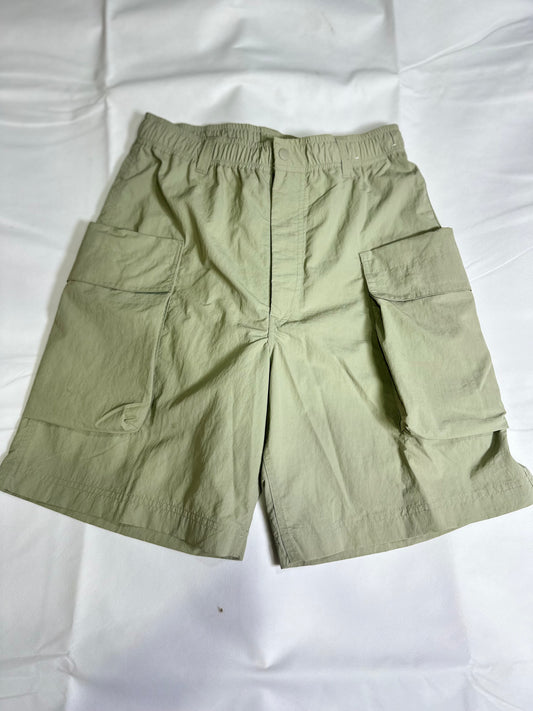 Men's Preloved Light Sage Green Technical Nylon Cargo Shorts