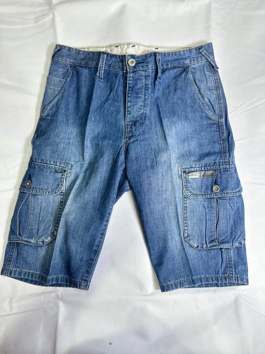 Men's Preloved Medium Wash Denim Cargo Shorts