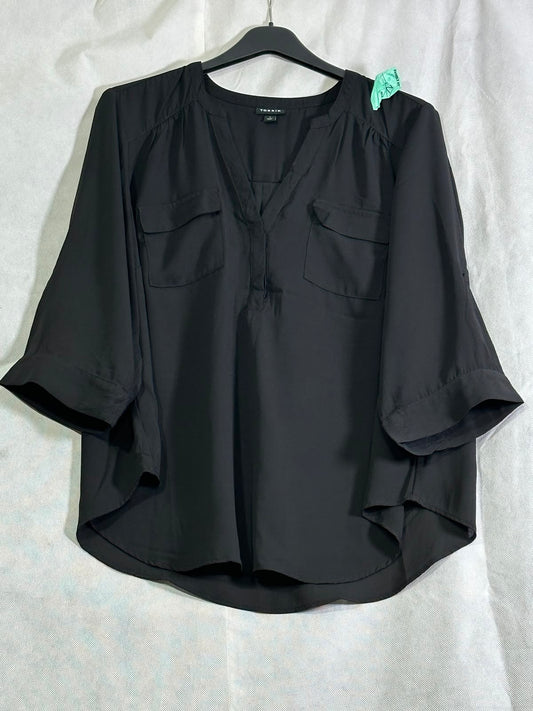 Preloved Torrid Black Georgette Split-Neck Pocket Blouse