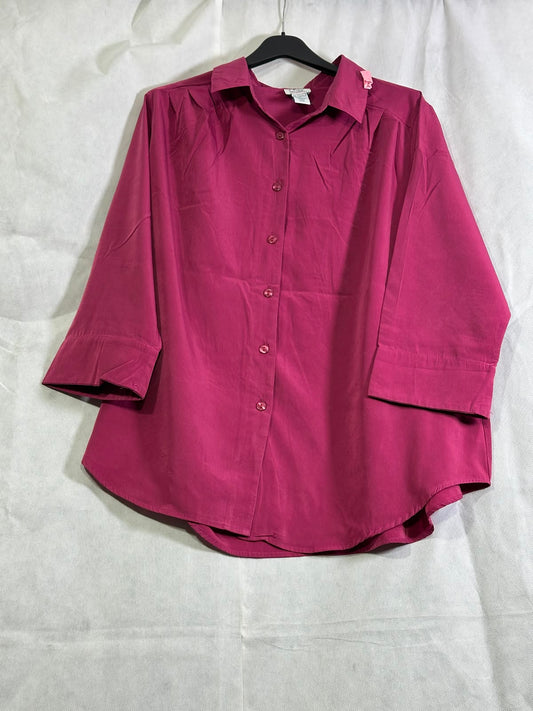 Preloved Only Necessities Magenta Pink 3/4 Sleeve Button-Down Shirt