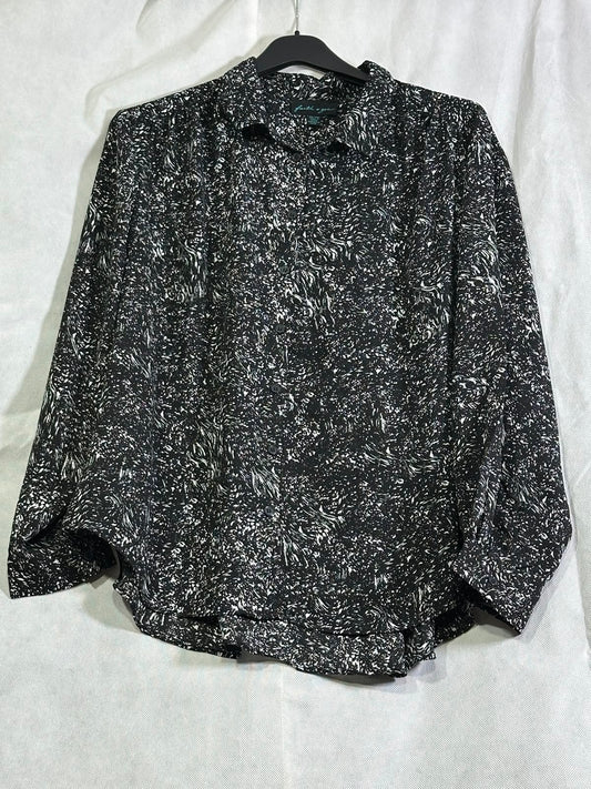Preloved Faith & Zoe Black & White Abstract Speckled Button-Down Shirt