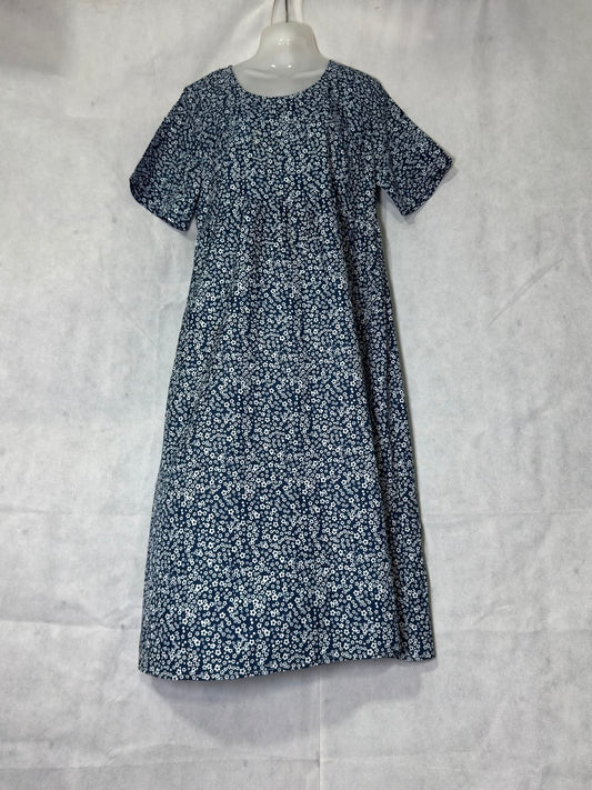 Preloved Navy Blue Ditsy Floral Print Short Sleeve Midi Dress