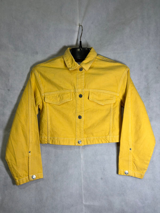 Preloved Bershka Bright Yellow Cropped Denim Jacket
