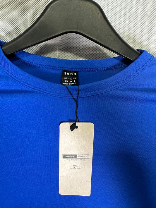 Preloved SHEIN Basics Royal Blue Fitted Short Sleeve Crew Neck T-Shirt