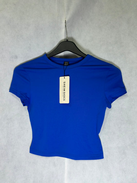 Preloved SHEIN Basics Royal Blue Fitted Short Sleeve Crew Neck T-Shirt