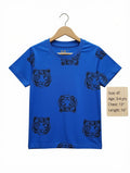 Preloved Kids All-Over Tiger Face Print T-Shirt – Cobalt Blue (Size 4T)