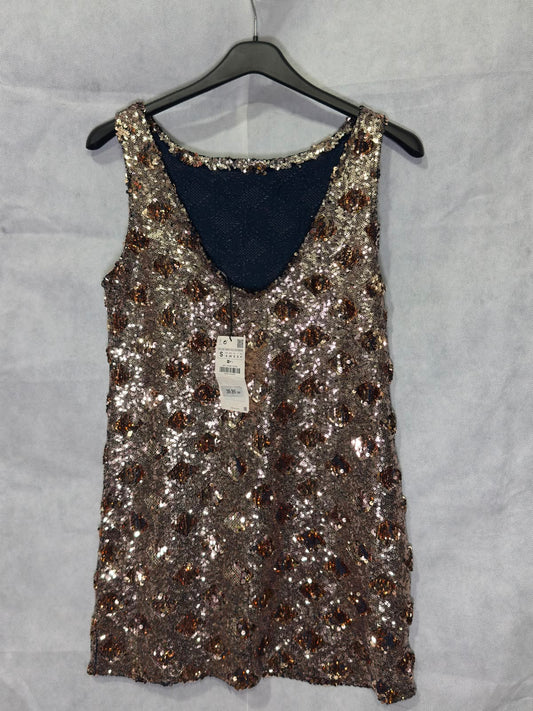 Preloved Bronze Gold Sequin Diamond Pattern Sleeveless Mini Dress