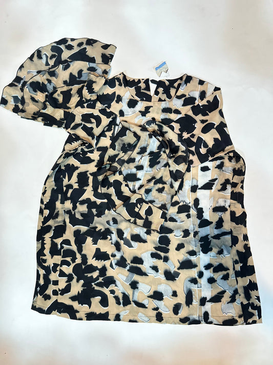 Ladies' Preloved Abstract Leopard Print Chiffon Ruffle Blouse