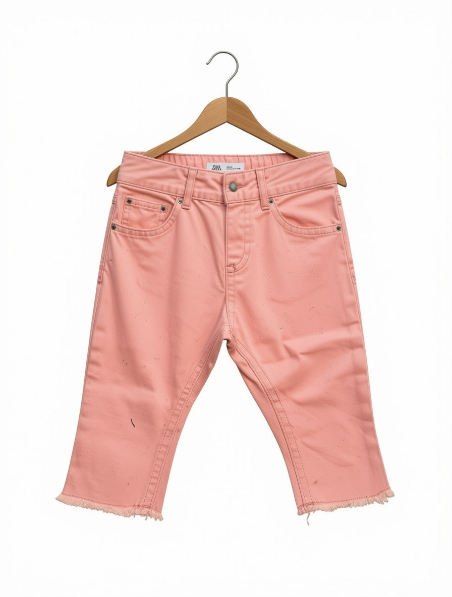 Girls' Preloved Zara Peach Pink Frayed Culottes (Size 2-3Y)