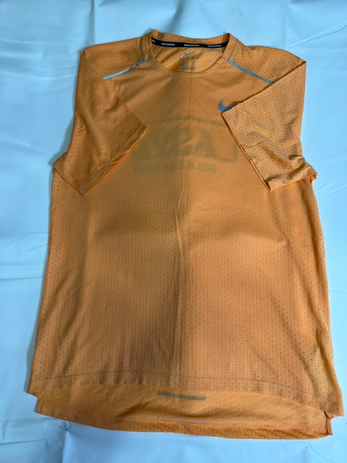 Men's Preloved Nike Dri-FIT Orange Pinwheel Mesh Running T-Shirt