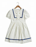 Preloved Zara Kids Sailor Nautical Pleated Dress – Cream & Navy Blue (Size 9-10 Years)