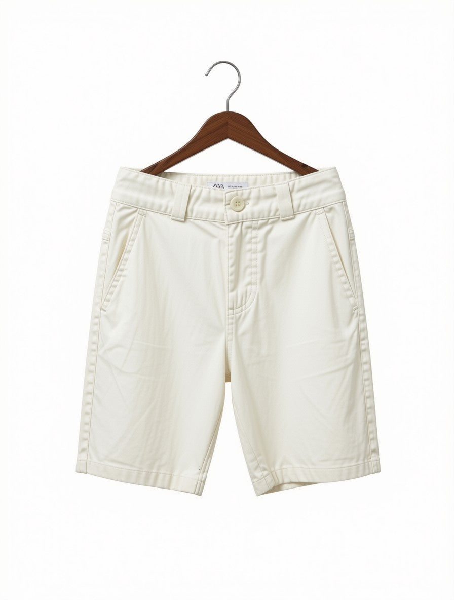 Boys Preloved Zara Kids Premium Cream Chino Shorts (Size 9-10 Years)