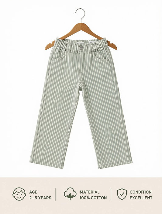 Preloved Kids Mint Striped Cotton Trousers