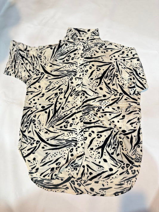 Ladies' Preloved Black & White Animal Print Button-Down Shirt