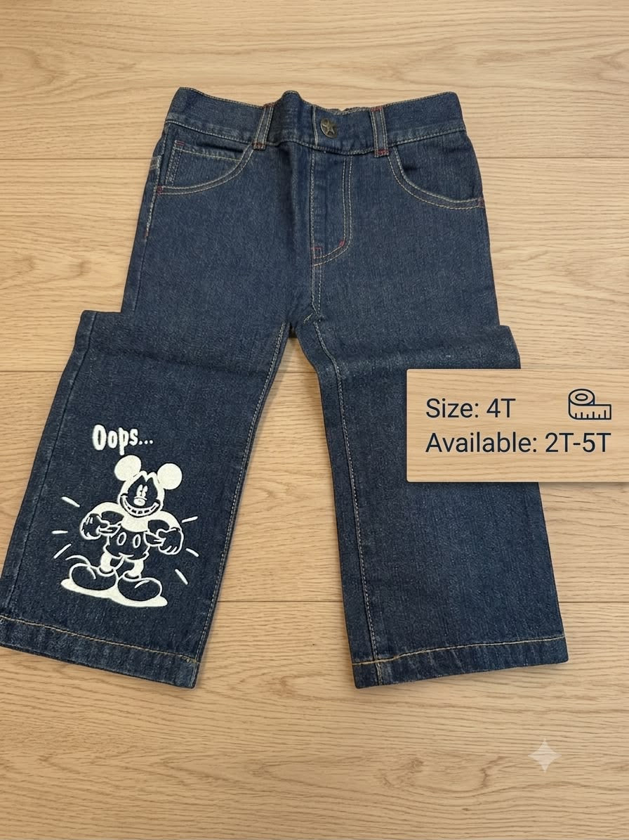 Preloved Kids Disney Mickey Mouse "Oops..." Graphic Jeans – Dark Wash Denim