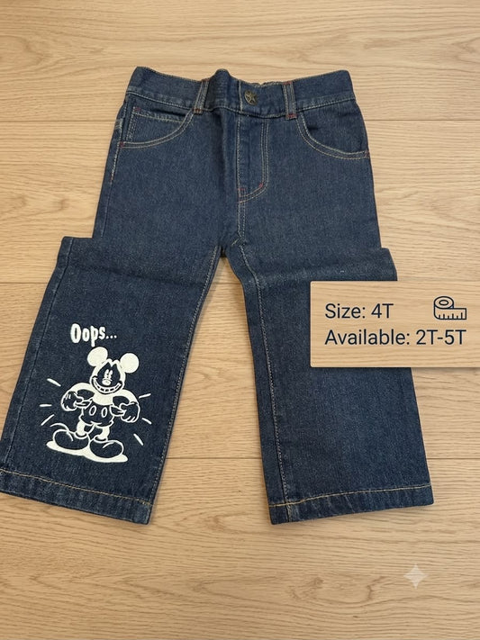 Preloved Kids Disney Mickey Mouse "Oops..." Graphic Jeans – Dark Wash Denim