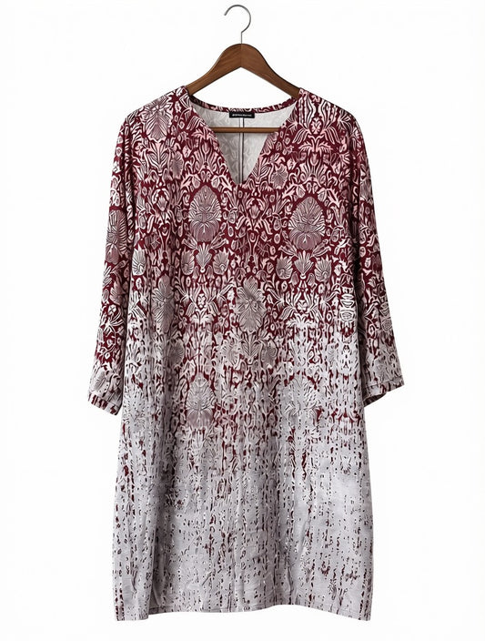 Pre Loved Maroon Ombre Chiffon Tunic Maxi Shirt