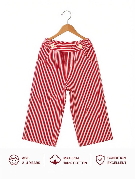 Preloved Kids Red Striped Cotton Trousers