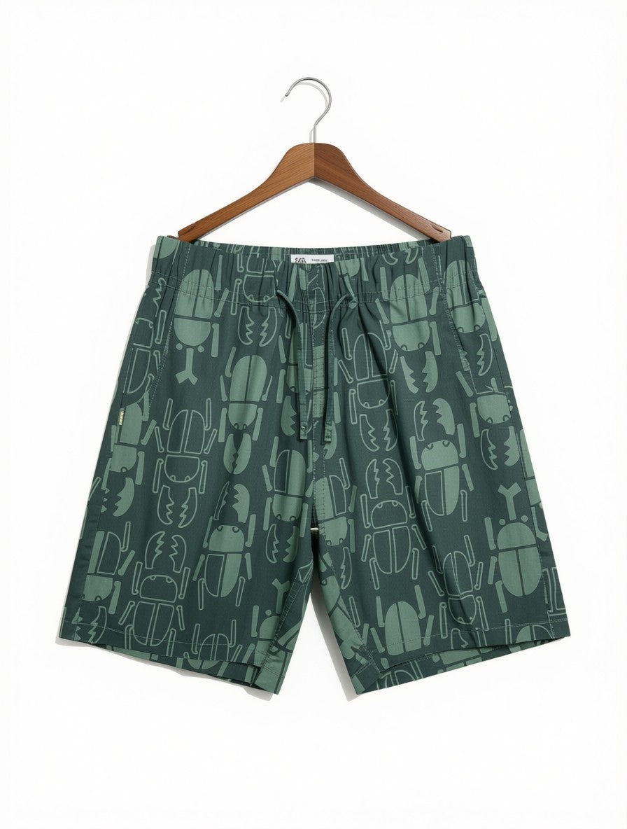 Boys Preloved Zara Kids Beetle Bug Graphic Casual Shorts (Size 6-7 Years)