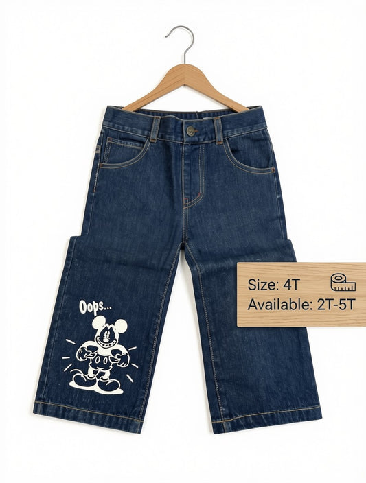 Preloved Kids Disney Mickey Mouse "Oops..." Graphic Jeans – Dark Wash Denim