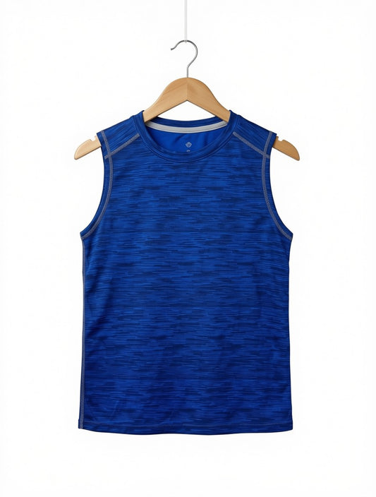 Preloved Kids Premium Activewear Sleeveless Top – Blue Space-Dye (Ages 6-8)