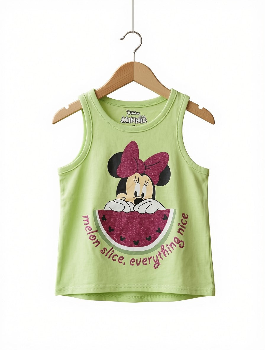 Preloved Disney Junior Minnie Mouse "Melon Slice" Tank Top – Lime Green (Ages 4-5)